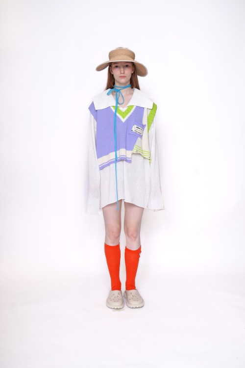 22 s/s v blend color vest knitwear (8color)