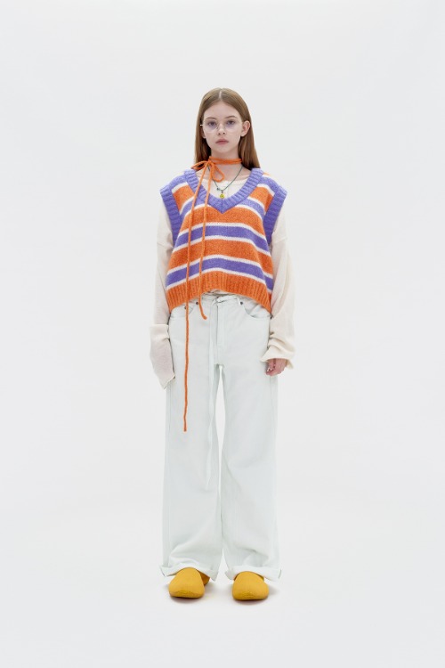 22 f/w b.b stripe knit vest (6color)